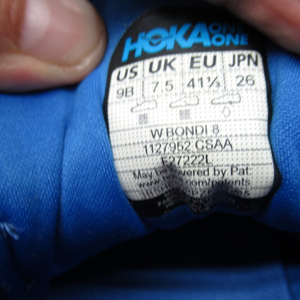 Hoka Womens 9/9.5B Running Shoes  Blue Bondi 8 Chunky Lightweight Mismatch READ - Picture 5 of 16